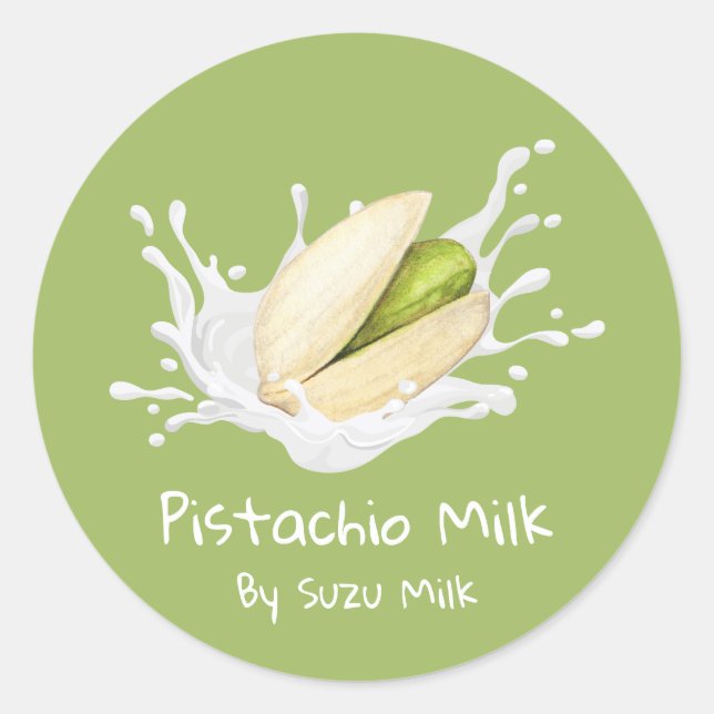 Adesivo Rótulo de Leite de Pistache Simples e Fofo (Frente)