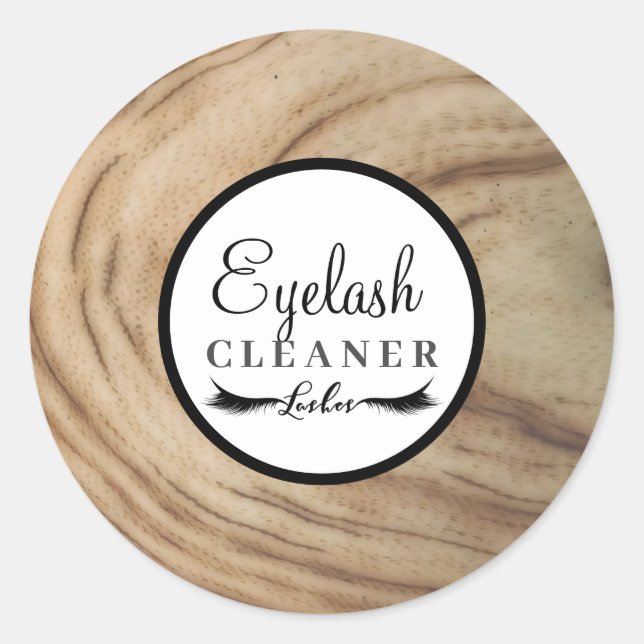 Adesivo Rótulo de Limpador de Cílios com Textura de Madeir (Frente)