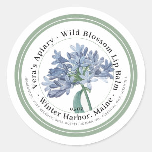 Adesivo Rótulo de Lip Balm com Ilustração Blue Wildflow