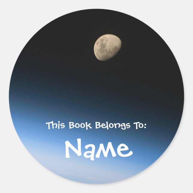 Adesivo Rótulo de Livro da Lua Personalizado (Frente)