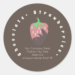 Adesivo Rótulo de Logotipo de Morangos Cobertos com Chocol