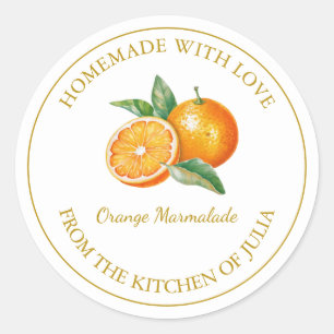 Adesivo Rótulo de Marmalada Laranja Dourada   Branco