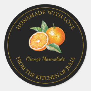 Adesivo Rótulo de Marmalada Laranja Dourada   Preto