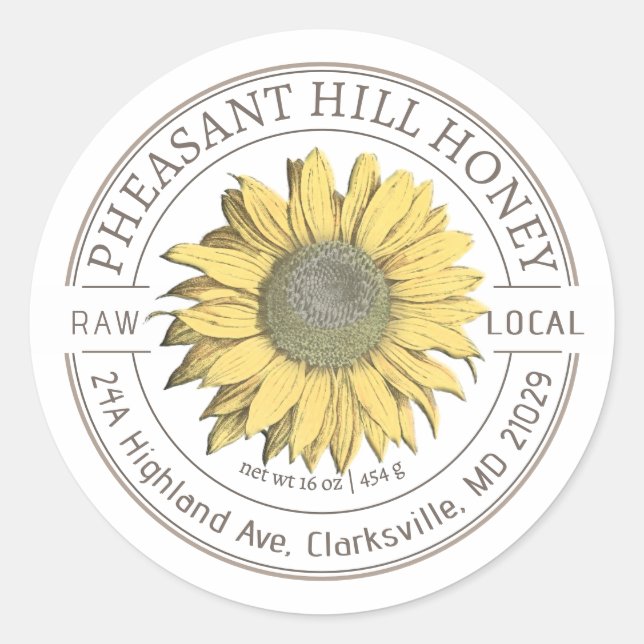 Adesivo Rótulo de Mel Bruto de Girassol (Frente)