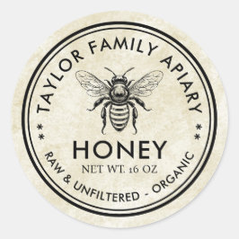 Adesivo Rótulo de mel com a carne picada e a abelha de mel