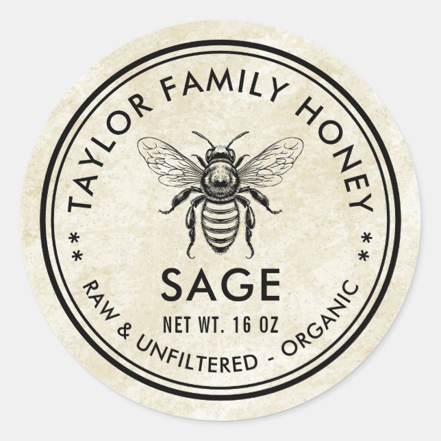 Adesivo Rótulo de mel com abelha-de-cabra (Frente)