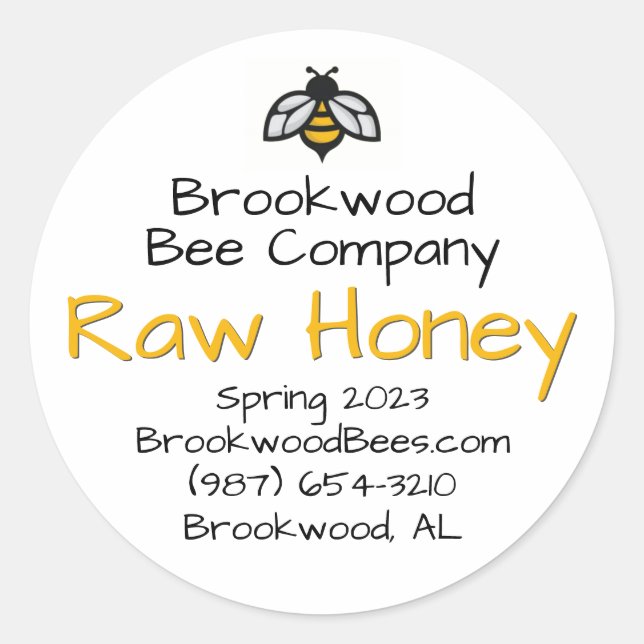 Adesivo Rótulo de mel com abelhas para o estilo doméstico  (Frente)