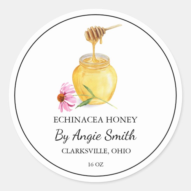 Adesivo Rótulo de Mel com Echinacea Simples (Frente)