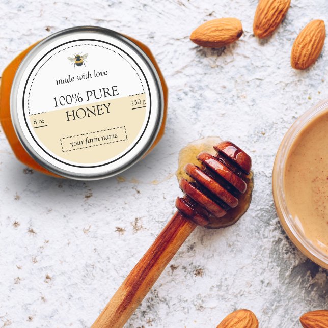 Adesivo Rótulo de Mel de Abelhas Moderno Minimalista (Honey)