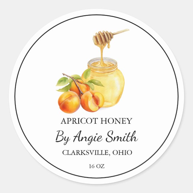 Adesivo Rótulo de Mel de Apricot Infuso Simples (Frente)