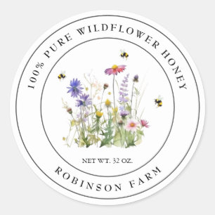 Adesivo Rótulo de Mel de Flor Silvestre com abelhas