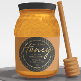 Adesivo Rótulo de Mel de mel com carvão Dourado moderno