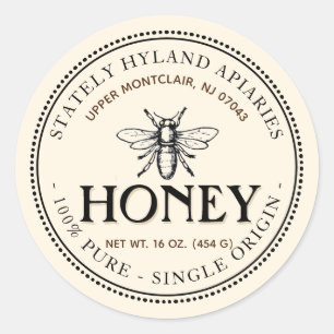 Adesivo Rótulo de Mel Heraldic Bee Solteiro de Origem