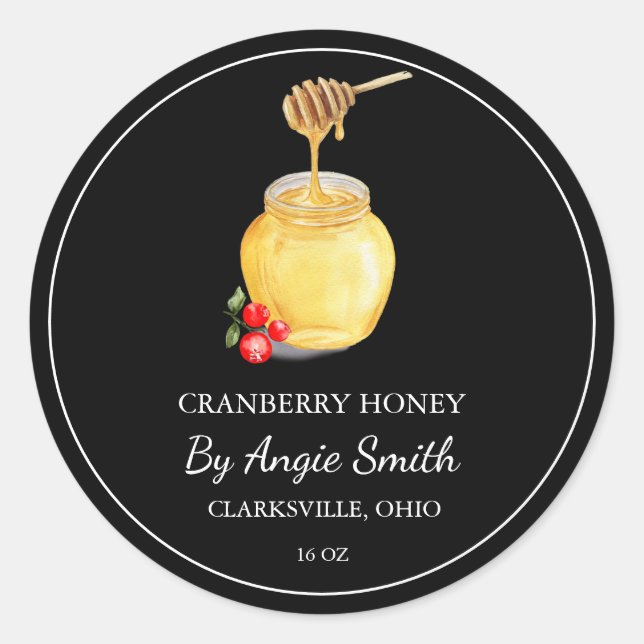 Adesivo Rótulo de Mel Infundido com Cranberry Simples (Frente)