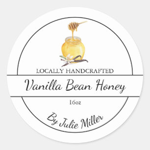 Adesivo Rótulo de Mel infuso de Vanilla Bean Homemade simp