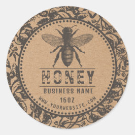 Adesivo Rótulo de mel Kraft | Flores E Abelhas