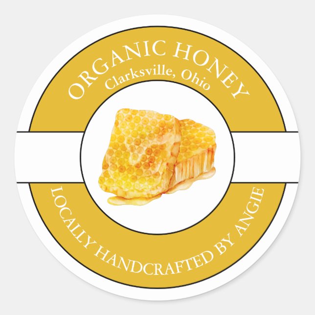 Adesivo Rótulo de Mel Orgânico Honeycomb (Frente)