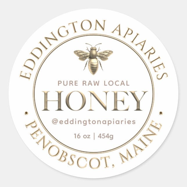 Adesivo Rótulo de Mel Rainha Dourada Metálico (Frente)
