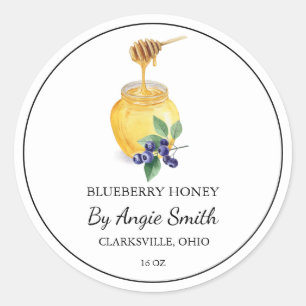 Adesivo Rótulo de Mel Simples de Blueberry Infuso