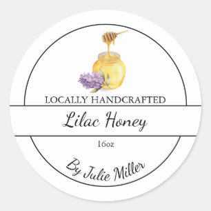 Adesivo Rótulo de Mel Simples de Lilac Homemade