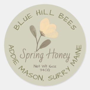 Adesivo Rótulo de Mel Verde Amarelo Aquarela Flor