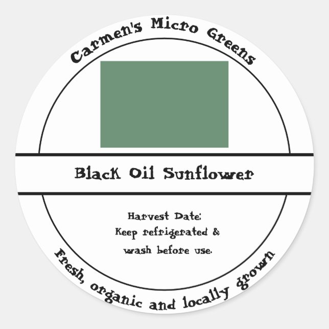 Adesivo Rótulo de Microgreens Orgânicos Frescos de Jardim  (Frente)