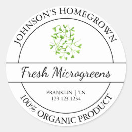 Adesivo Rótulo de Microgreens Orgânicos Frescos para Jardi
