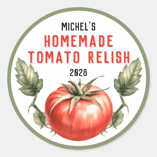 Adesivo rótulo de Molho de Tomate caseiro estilo retrô (Frente)