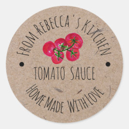 Adesivo Rótulo de Molho de Tomate em Papel Kraft Feito à M