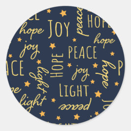 Adesivo Rótulo de Natal Alegre Moderno Marinho e Dourado