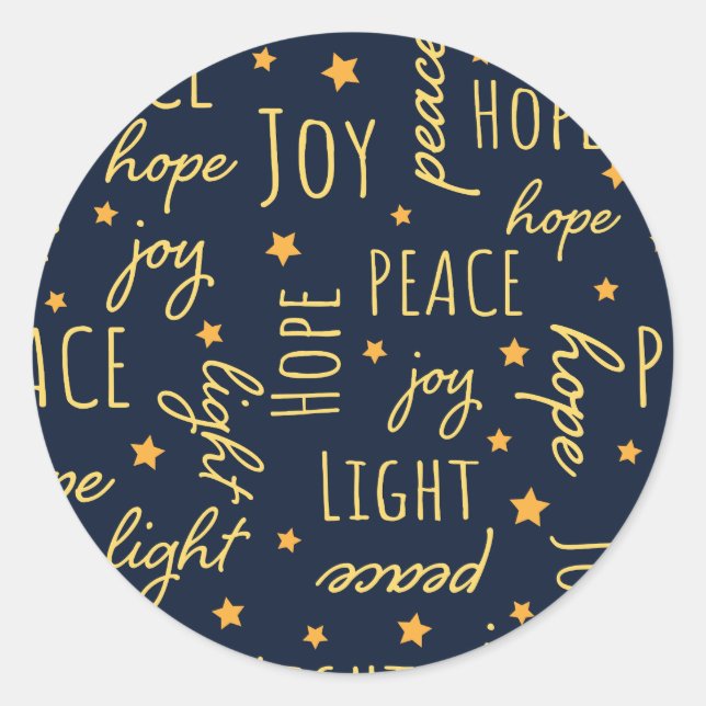 Adesivo Rótulo de Natal Alegre Moderno Marinho e Dourado (Frente)