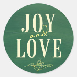 Adesivo Rótulo de Natal Alegria & Amor Aquarela Verde Amar