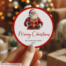 Rótulo de Natal Moderno Papai Noel Minimalista