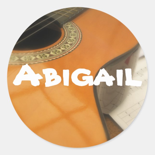 Adesivo rótulo de nome de violão Abigail (Frente)
