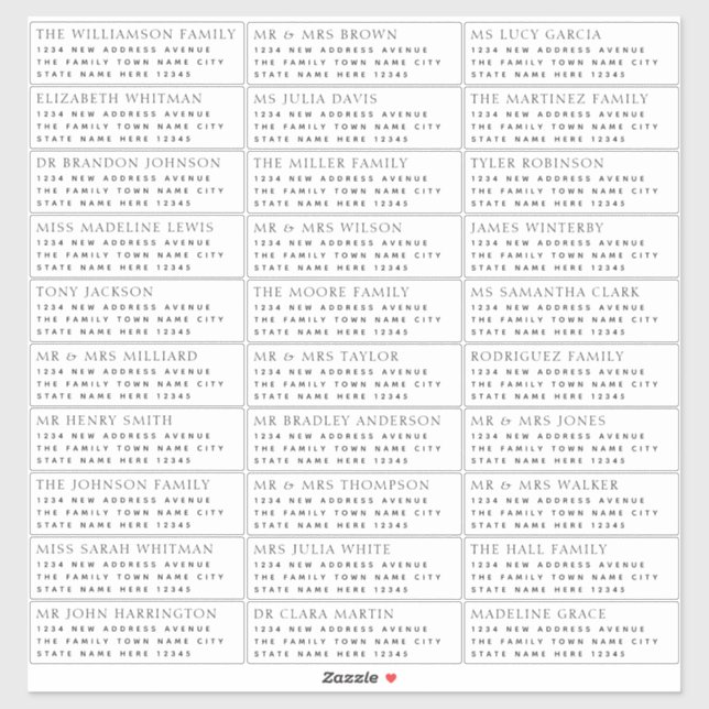 Adesivo Rótulo de Nome e Endereço do Convidado Moderno (Folha)