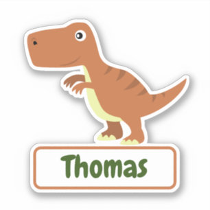 Adesivo Rótulo de Nome Personalizado do Dinossauro T-Rex p