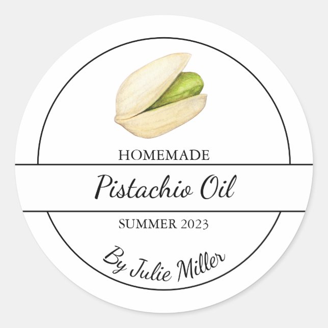 Adesivo Rótulo de Óleo de Pistachio Homemade Simples (Frente)