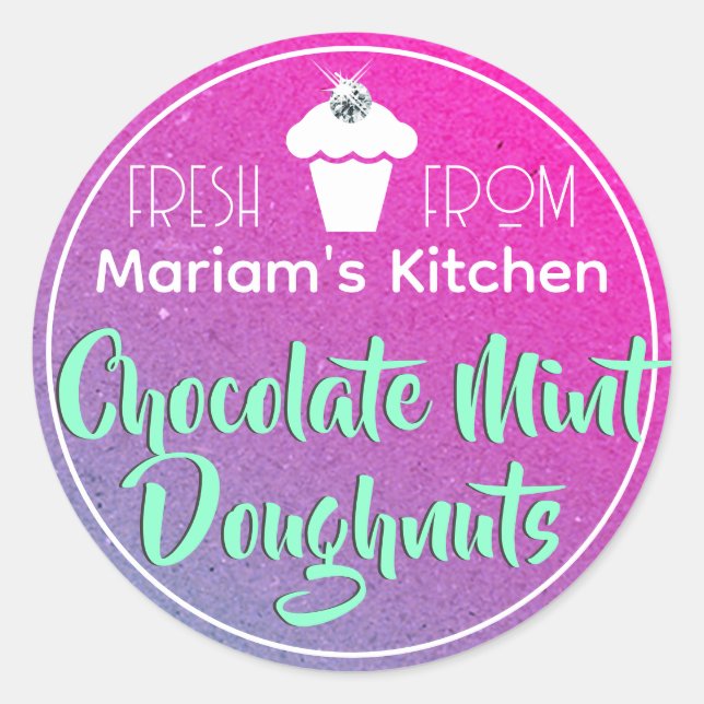 Adesivo Rótulo de Ombro-Cupcake Púrpura, Vibrante (Frente)