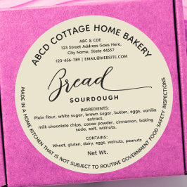 Adesivo Rótulo de pão caseiro bege Cottage law Label
