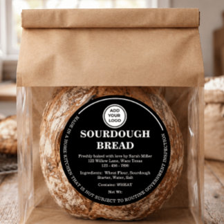 Adesivo Rótulo de Pão Sourdough Cottage Adicionar Logotipo