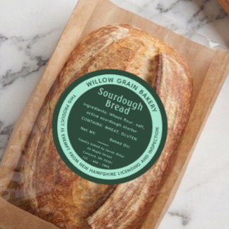 Adesivo Rótulo de Pão Sourdough da Cabana Verde de New Ham