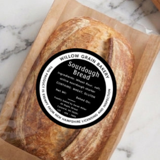 Adesivo Rótulo de Pão Sourdough New Hampshire Black Cottag