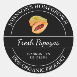 Adesivo Rótulo de Papaya Orgânica Fresca para Jardim do In
