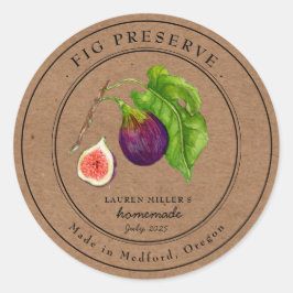 Adesivo Rótulo de papel kraft redondo de geleia de figo vi