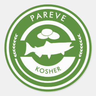 Adesivo Rótulo de Pareve Verde e Branco - Peixe Kosher