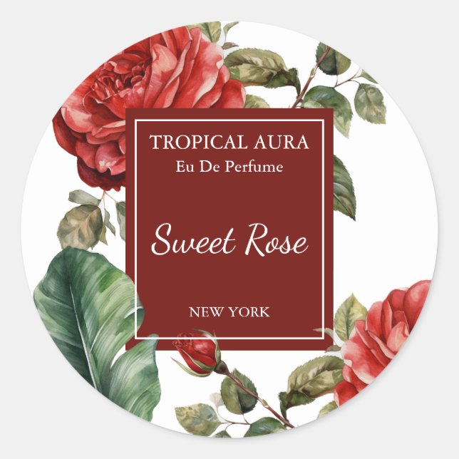 Adesivo Rótulo de Perfume de Rosa (Frente)