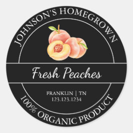 Adesivo Rótulo de pêssego orgânico fresco do jardim domést