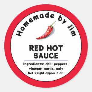 Adesivo Rótulo de Pimenta de Molho Quente Vermelho Moderno