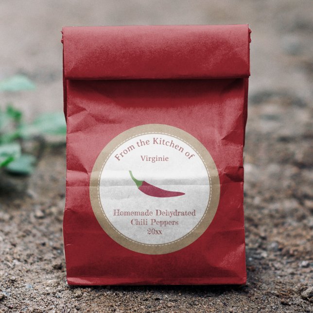 Adesivo Rótulo de Pimenta Desidratado Russo (Rustic Dehydrated Chili Peppers Label Sticker)