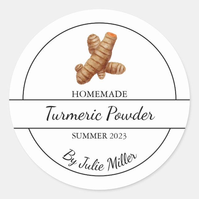 Adesivo Rótulo de Pó Turmerico Homemado Simples (Frente)
